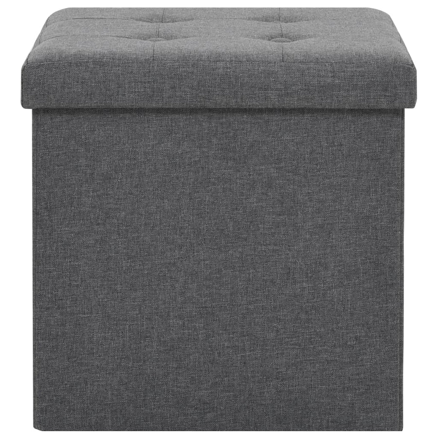 Folding Storage Stools 2 pcs Dark Grey Faux Linen