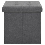 Folding Storage Stools 2 pcs Dark Grey Faux Linen