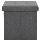 Folding Storage Stools 2 pcs Dark Grey Faux Linen - Rear View
