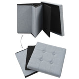 Folding Storage Stools 2 pcs Light Grey Faux Linen - Side View