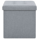 Folding Storage Stools 2 pcs Light Grey Faux Linen - 45-Degree Angle