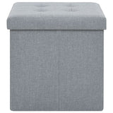 Folding Storage Stools 2 pcs Light Grey Faux Linen