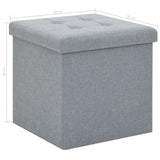 Folding Storage Stools 2 pcs Light Grey Faux Linen - Extra Image