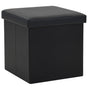 Folding Storage Stool Black Faux Leather