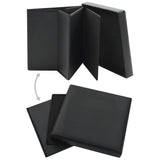 Folding Storage Stool Black Faux Leather - Front View
