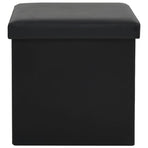 Folding Storage Stool Black Faux Leather