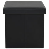 Folding Storage Stool Black Faux Leather