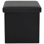 Folding Storage Stool Black Faux Leather