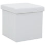 Folding Storage Stool White Faux Leather
