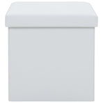 Folding Storage Stool White Faux Leather