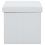 Folding Storage Stool White Faux Leather - 45-Degree Angle