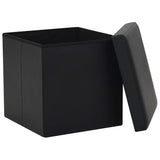 Folding Storage Stools 2 pcs Black Faux Leather - Top-Down View