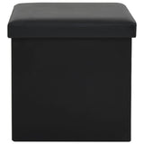 Folding Storage Stools 2 pcs Black Faux Leather