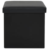 Folding Storage Stools 2 pcs Black Faux Leather - 45-Degree Angle