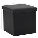Folding Storage Stools 2 pcs Black Faux Leather - Extra Image