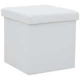 Folding Storage Stools 2 pcs White Faux Leather