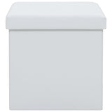 Folding Storage Stools 2 pcs White Faux Leather - 45-Degree Angle