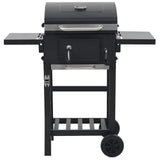 Charcoal-Fueled BBQ Grill with Bottom Shelf Black - Front View