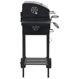 Charcoal-Fueled BBQ Grill with Bottom Shelf Black - Side View