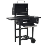 Charcoal-Fueled BBQ Grill with Bottom Shelf Black - Rear View