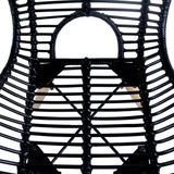 Dining Chairs 2 pcs Black Natural Rattan - Top-Down View