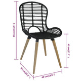Dining Chairs 2 pcs Black Natural Rattan - Close-Up Angle