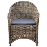 Outdoor Chairs 2 pcs with Cushions Natural Rattan - Front View