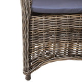 Outdoor Chairs 2 pcs with Cushions Natural Rattan - Rear View