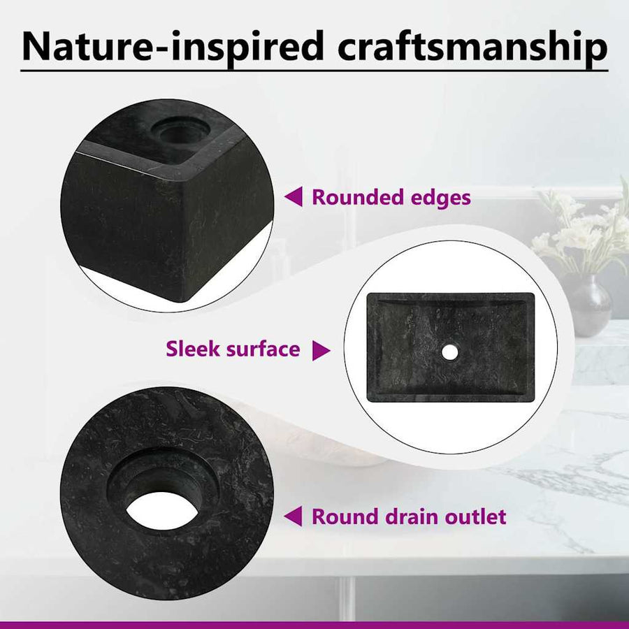 Sink 45x30x12 cm Marble High Gloss Black