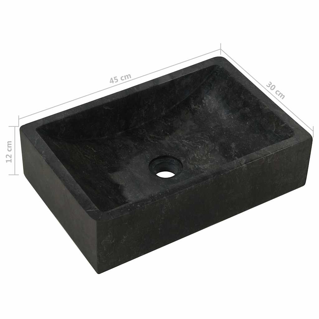 Sink 45x30x12 cm Marble High Gloss Black
