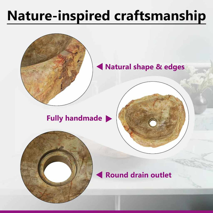 Sink 45x35x15 cm Fossil Stone Cream