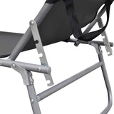 Folding Sun Lounger with Canopy Steel Grey - 45-Degree Angle