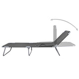 Foldable Sunlounger with Adjustable Backrest Grey - Front View