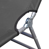 Foldable Sunlounger with Head Cushion Adjustable Backrest Grey - 45-Degree Angle