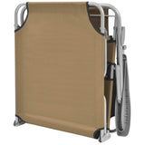 Folding Sun Lounger with Canopy Steel Taupe - Rear View