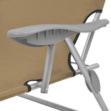Folding Sun Lounger with Canopy Steel Taupe - Close-Up Angle