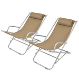 Reclining Deck Chairs 2 pcs Steel Taupe