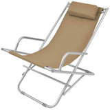 Reclining Deck Chairs 2 pcs Steel Taupe - Side View