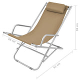Reclining Deck Chairs 2 pcs Steel Taupe