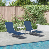 Folding Sun Loungers 2 pcs Steel and Fabric Blue - Front View