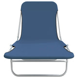 Folding Sun Loungers 2 pcs Steel and Fabric Blue - Side View