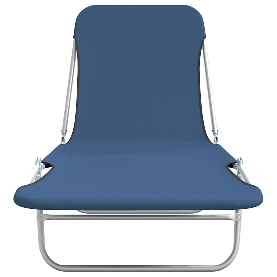 Folding Sun Loungers 2 pcs Steel and Fabric Blue
