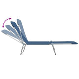 Folding Sun Loungers 2 pcs Steel and Fabric Blue - Rear View