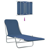 Folding Sun Loungers 2 pcs Steel and Fabric Blue - Close-Up Angle