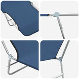 Folding Sun Loungers 2 pcs Steel and Fabric Blue - Low Angle