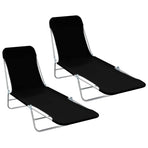 Folding Sun Loungers 2 pcs Steel and Fabric Black