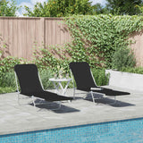 Folding Sun Loungers 2 pcs Steel and Fabric Black
