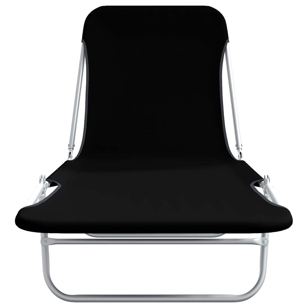 Folding Sun Loungers 2 pcs Steel and Fabric Black