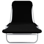 Folding Sun Loungers 2 pcs Steel and Fabric Black