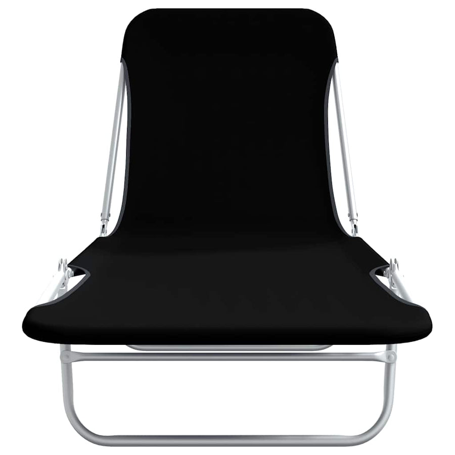 Folding Sun Loungers 2 pcs Steel and Fabric Black